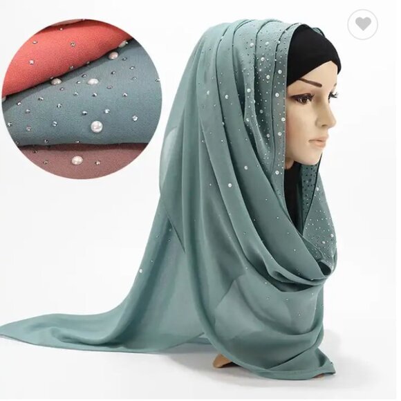 hijabs/scarfs/ shawl solid color shiny chiffon scarf hijab - Picture 1 of 16